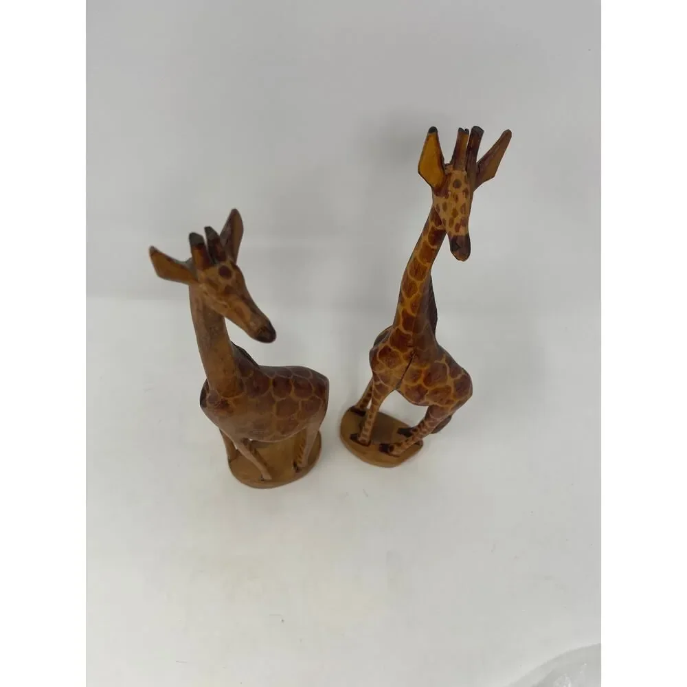 Pair Vintage Hand Carved & Painted 12